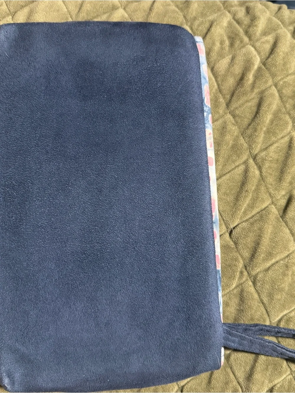 Blue Suede Wristlet Clutch - Blue and Pink